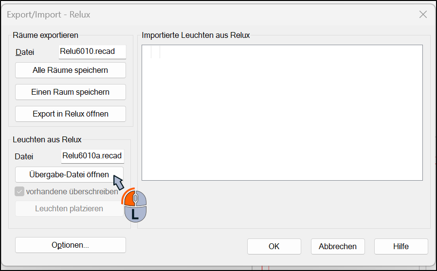 DDScad: Übergabe-Datei öffnen.