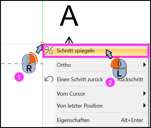 Kontextmenü: Schnitt spiegeln