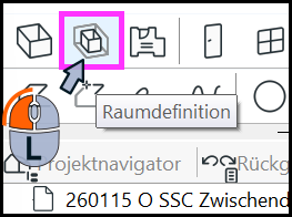 Auswahl des Werkzeugs Raumdefinition zum Zeichnen neuer Räume