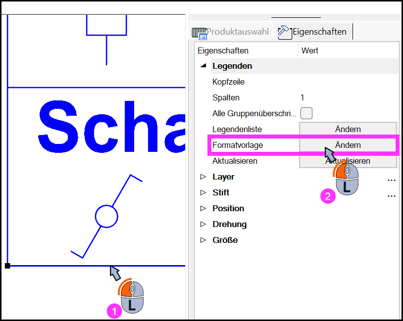 Dialog Formatvorlage mit Schaltfläche Ändern für Legende