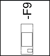 Schwarzes Symbol auf weißem Hintergrund: rechteckiges Schaltschrank-/Gerätegehäuse mit Innenrahmen und kleinem Quadrat unten rechts; daneben senkrechter Text „-F9“.