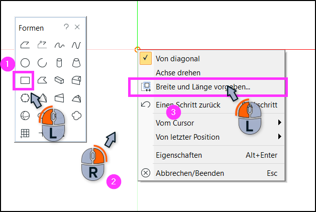 Dialog Breite und Länge vorgeben für Rechteck