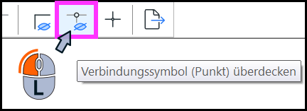 Werkzeug Verbindungssymbol (Punkt) überdecken
