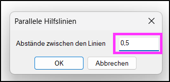 Eingabedialog Abstand der parallelen Hilfslinien