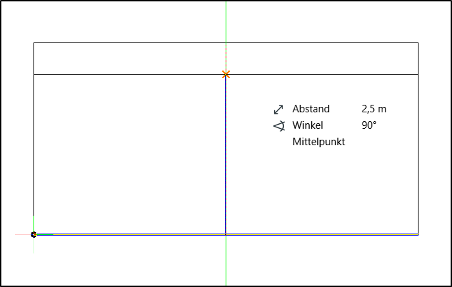 Auswahlbereich für parallele Hilfslinien senkrecht zur unteren Linie