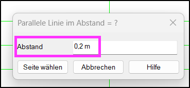 Auswahl der Seite für die Ausrichtung der Hilfslinie