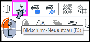 Schaltfläche oder Menüeintrag für den Bildschirm-Neuaufbau