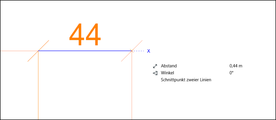 Gemessenes Maß in der DWG im Zeichenbereich von DDScad.