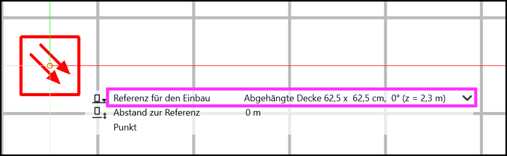 Einstellung Referenz für den Einbau mit Tastenkombinationen Q und W.