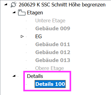 Projektnavigator mit angelegtem Detail.