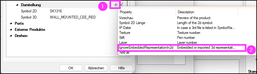 Darstellung über den Hauptpunkt Eigenschaften/Mengen Einstellung aktivieren