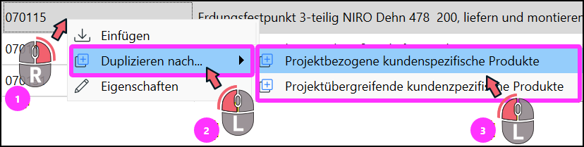 Kontextmenü Artikel duplizieren
